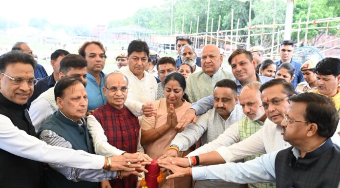 लालकिला मैदान में हुआ लव कुश रामलीला कमेटी का भूमि पूजन समारोह